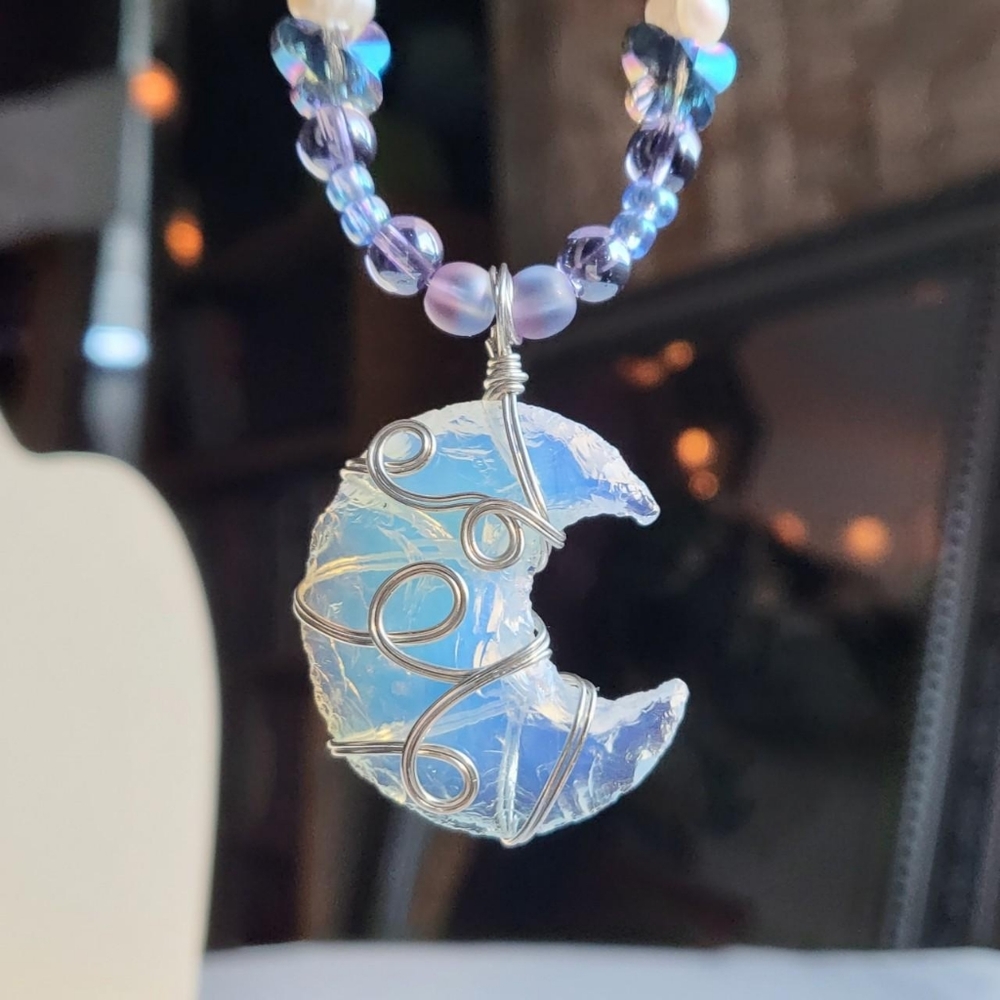 Crystal Moon Necklace and Earrings